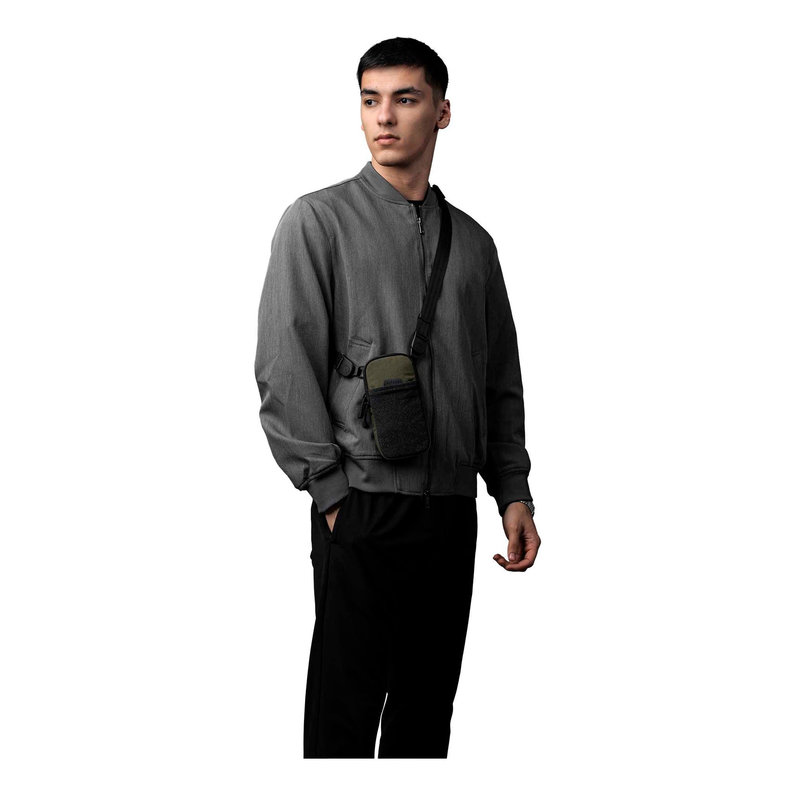 Modular Shoulder Pocket Slim Alpaka AD010920531 Phone Pockets Slim / Green | Axoflux 400D Washed Nylon