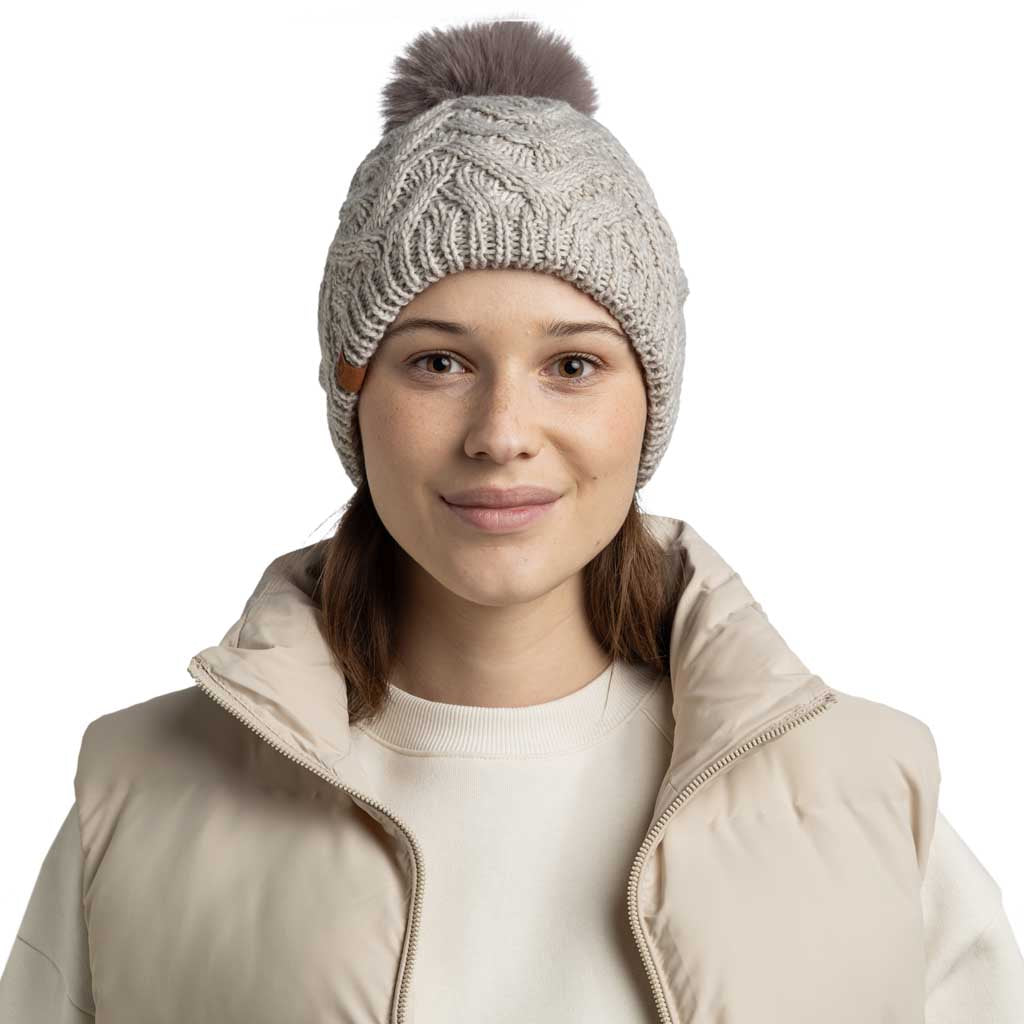 Caryn Knitted Beanie & Fleece Band BUFF 136743.014 Beanies One Size / Ecru