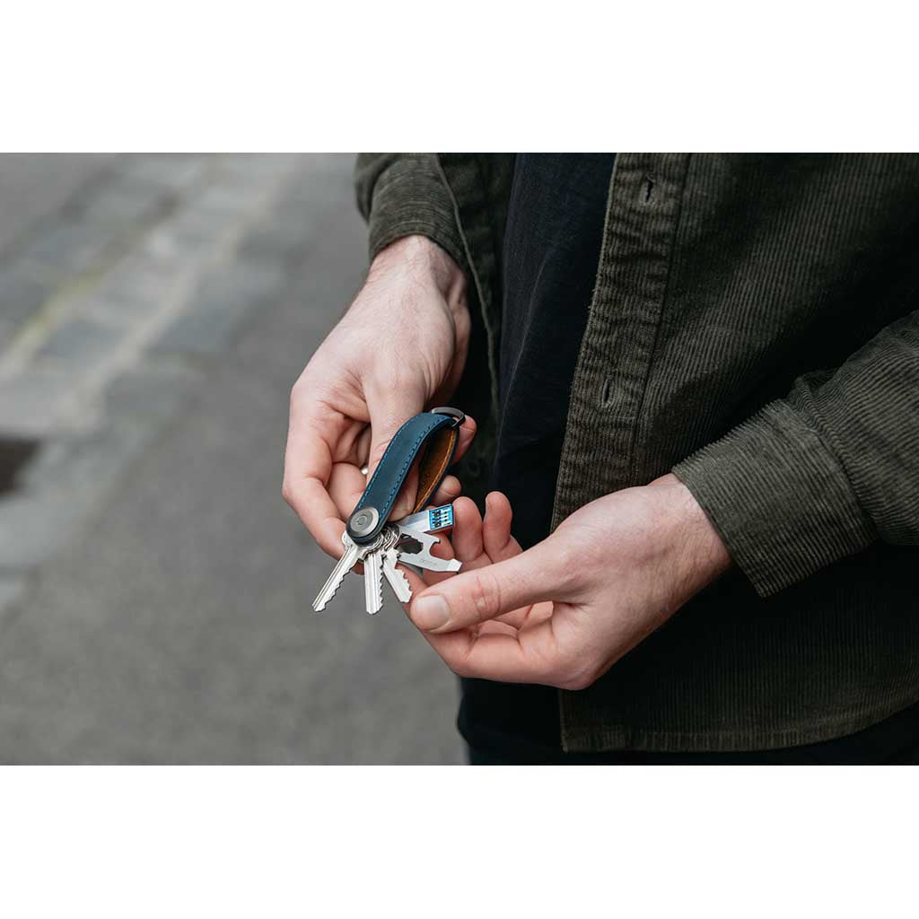 Crazy Horse Leather Key Organiser Orbitkey CHLO-2-MBMBGM Keyrings O/S / Marine Blue / Blue