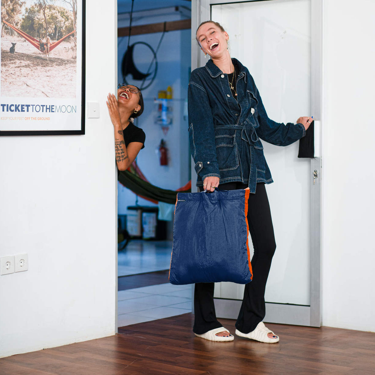 Eco Bag Ticket To The Moon TMEBL3935 Tote Bags 30L / Royal Blue/Orange