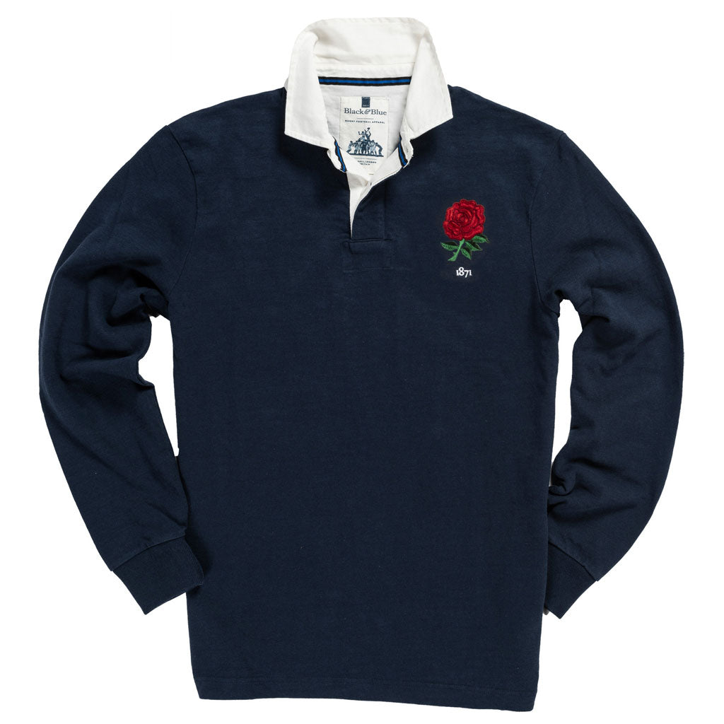 England 1871 Away Rugby Shirt Black &amp; Blue 1871 Rugby Shirts