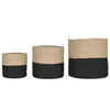 Jute Striped Pots | Set of 3 Garden Trading POJU01 Planters Set of 3 / Black / Natural