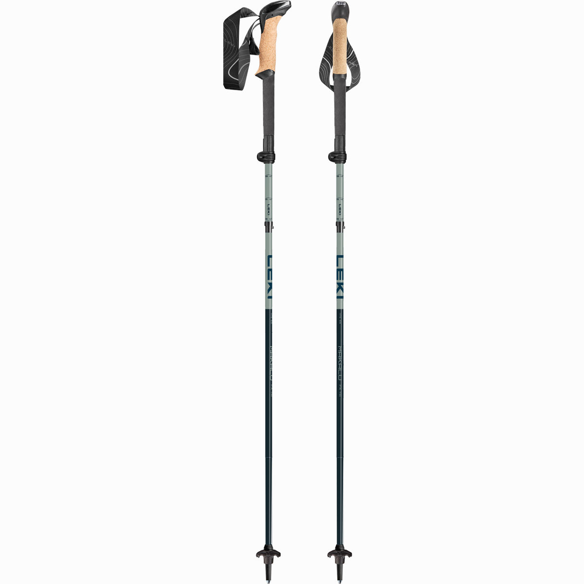 Makalu Cork | FX TA (Pair) Leki 65620761S Walking Poles 110 - 130 cm / Dark Sea Green/Dark Stone Blue