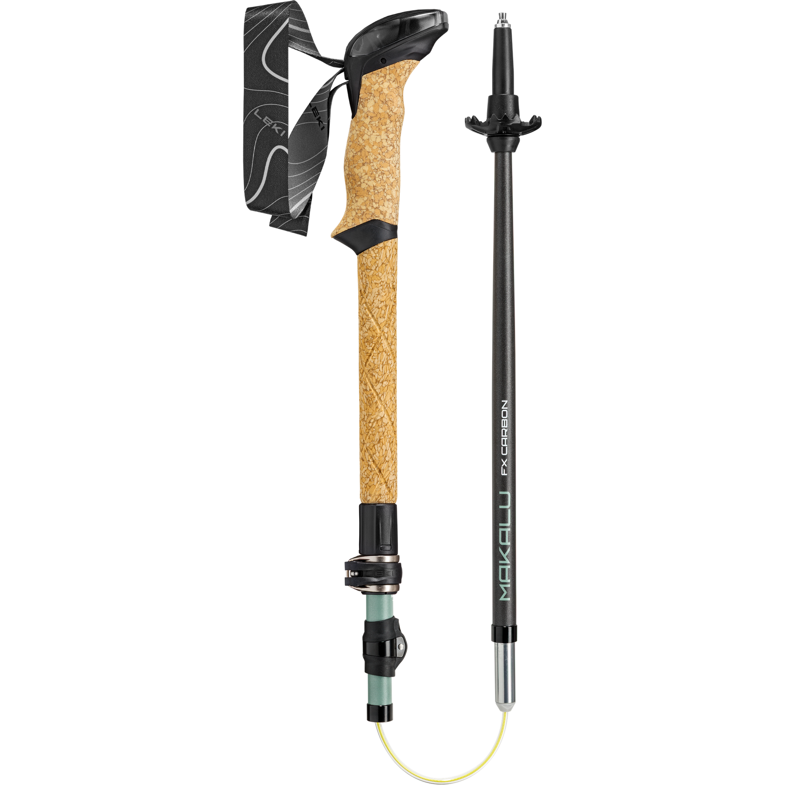 Makalu FX Carbon | Compact (Pair) Leki Walking Poles 100 - 120cm / Natural Carbon/Malachite Green Black