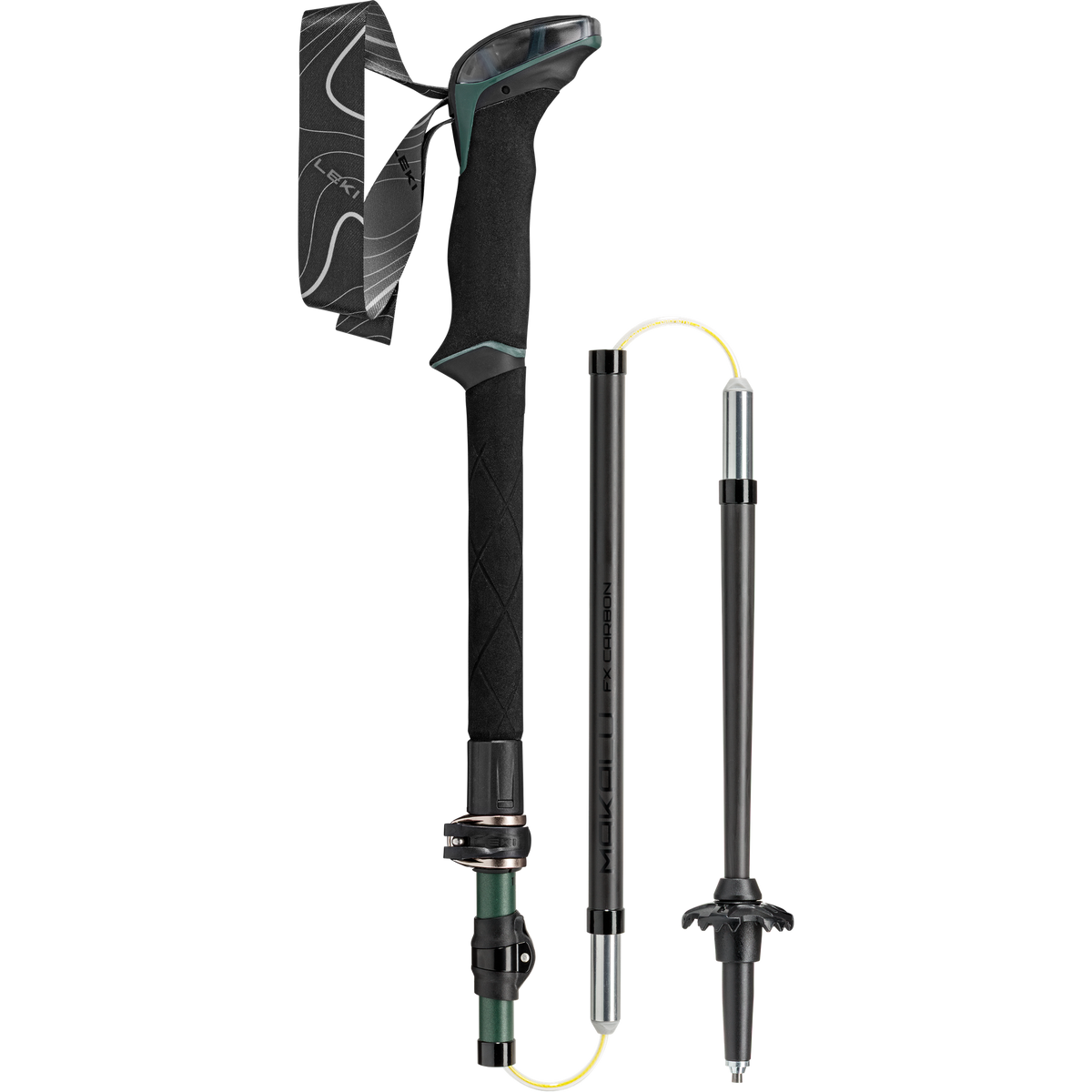 Makalu FX Carbon (Pair) Leki 65620621S Walking Poles 110-130cm / Natural Carbon/Malachite Green Black