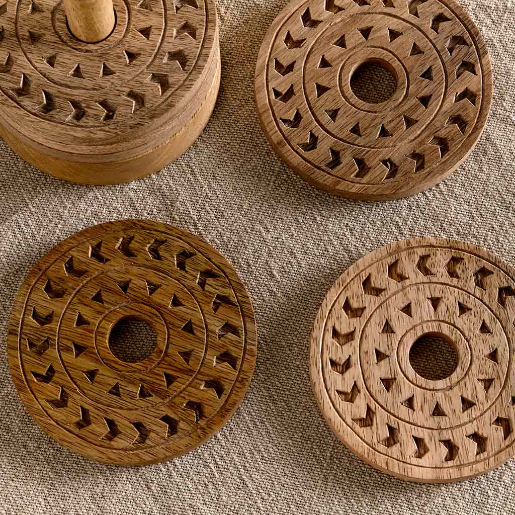 Anali Mango Wood Coasters nkuku AM5801 Coasters Set of 6 / Mango Wood