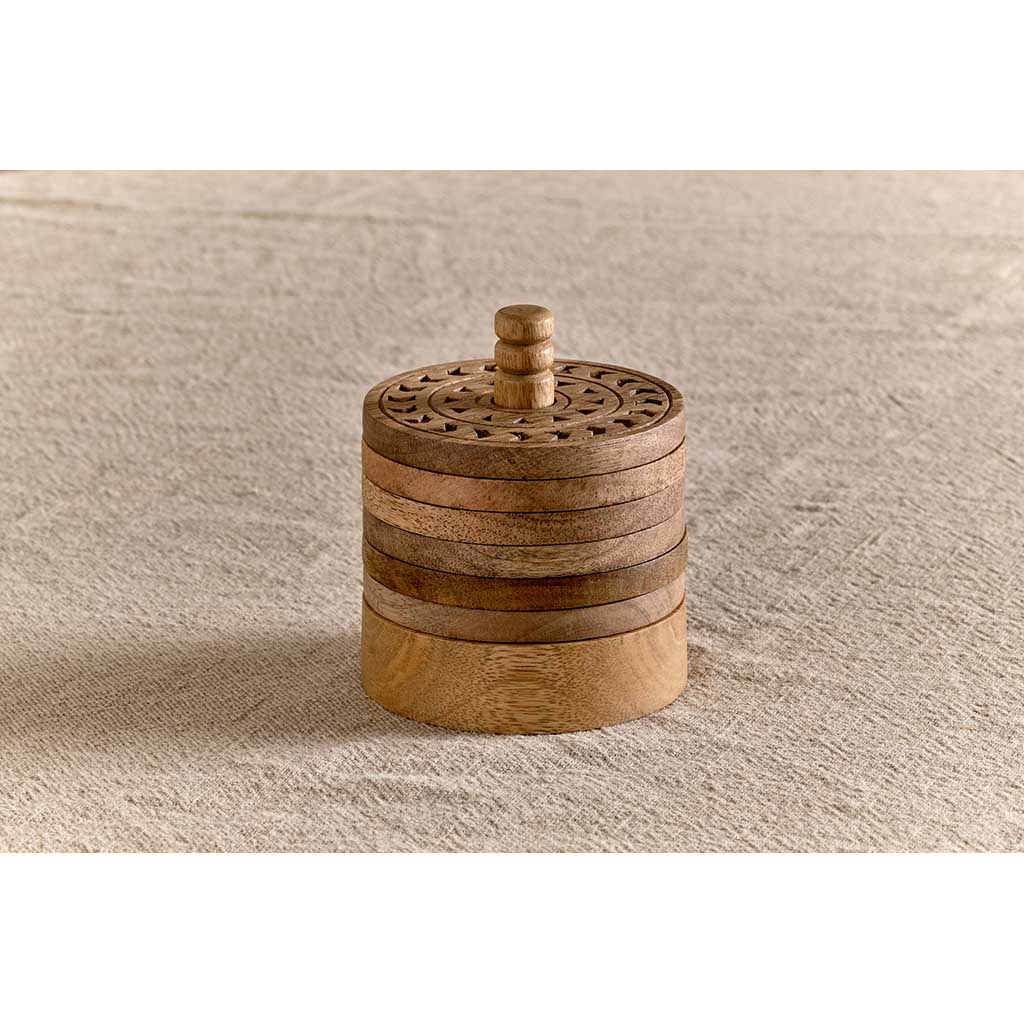 Anali Mango Wood Coasters nkuku AM5801 Coasters Set of 6 / Mango Wood
