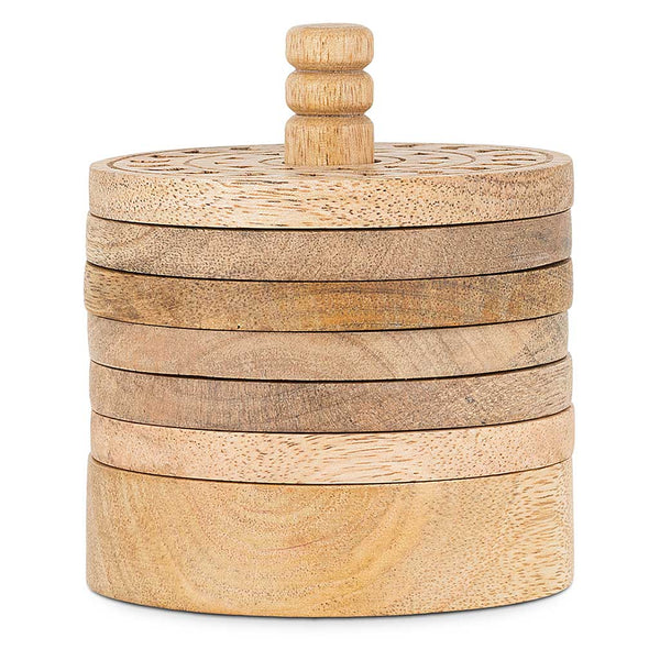 Anali Mango Wood Coasters nkuku AM5801 Coasters Set of 6 / Mango Wood