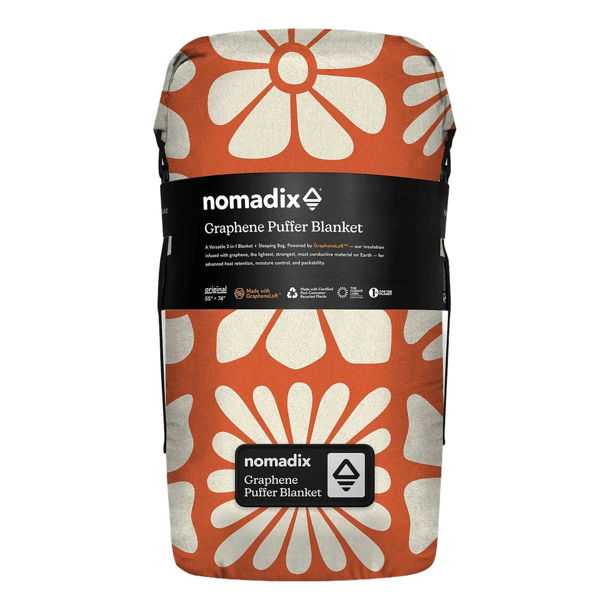 Graphene Puffer Blanket Nomadix GPB-BIFL-EXO Blankets One Size / Big Flowers Expedition Orange