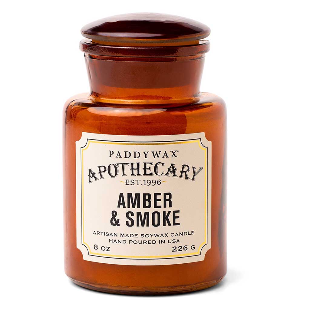 Apothecary Glass Candle | Amber &amp; Smoke Paddywax APG808EU Candles 8 oz / Amber