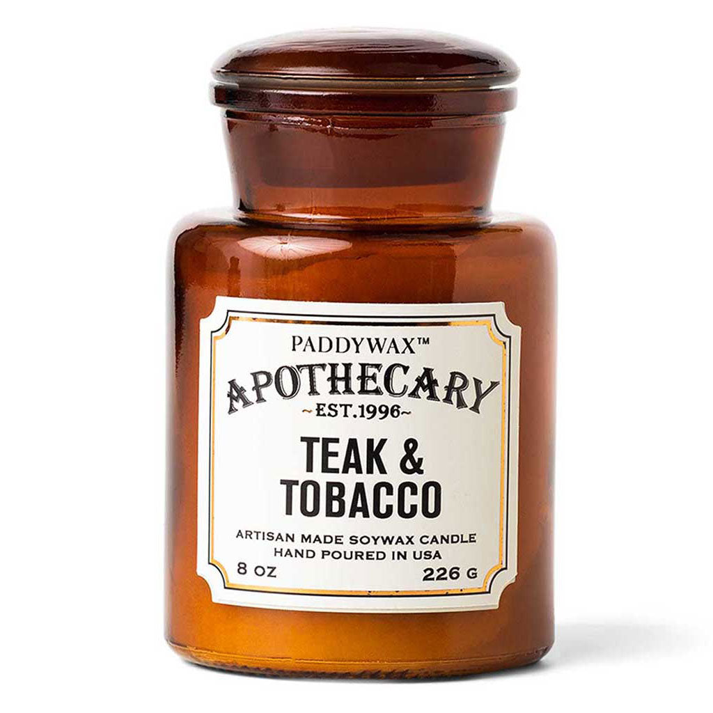 Apothecary Glass Candle | Teak &amp; Tobacco Paddywax APG817EU Candles 8 oz / Amber
