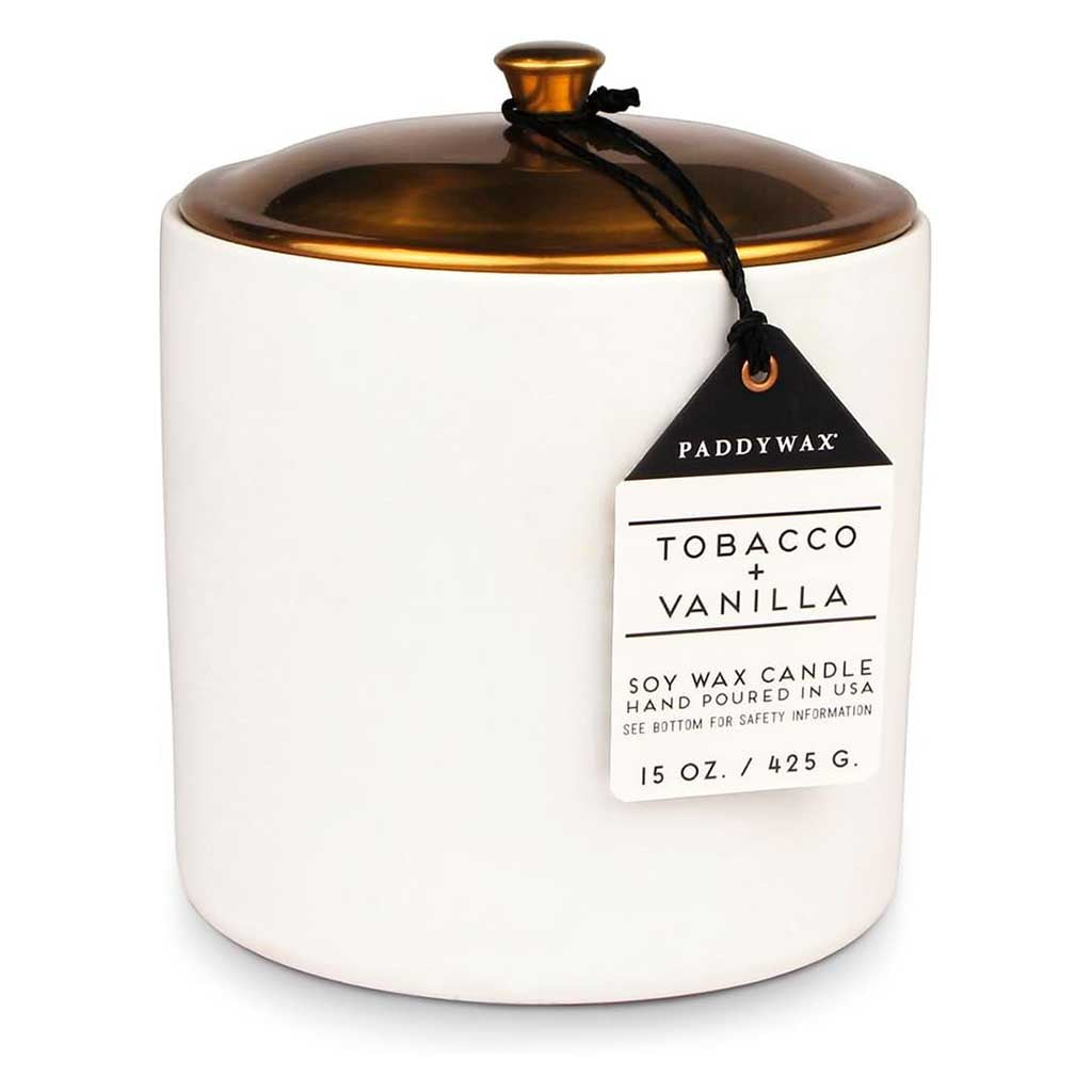 Hygge 15oz Ceramic | Tobacco &amp; Vanilla Paddywax HY1502EU Candles 15 oz / White