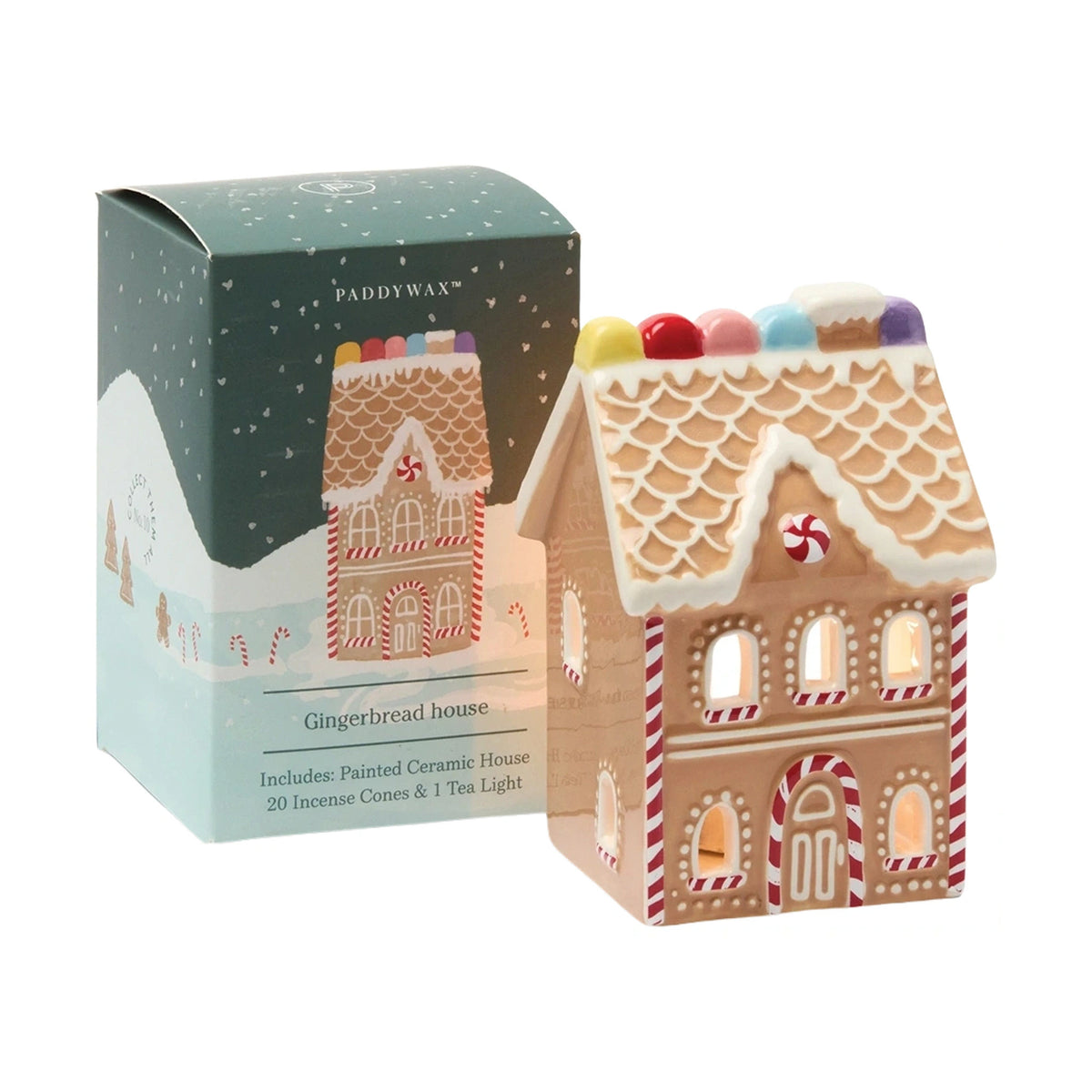 No. 10 Gingerbread House Style Incense & Tea Light Holder Paddywax IN0031EU Incense One Size / Cinnamon, Cardamom, Butter