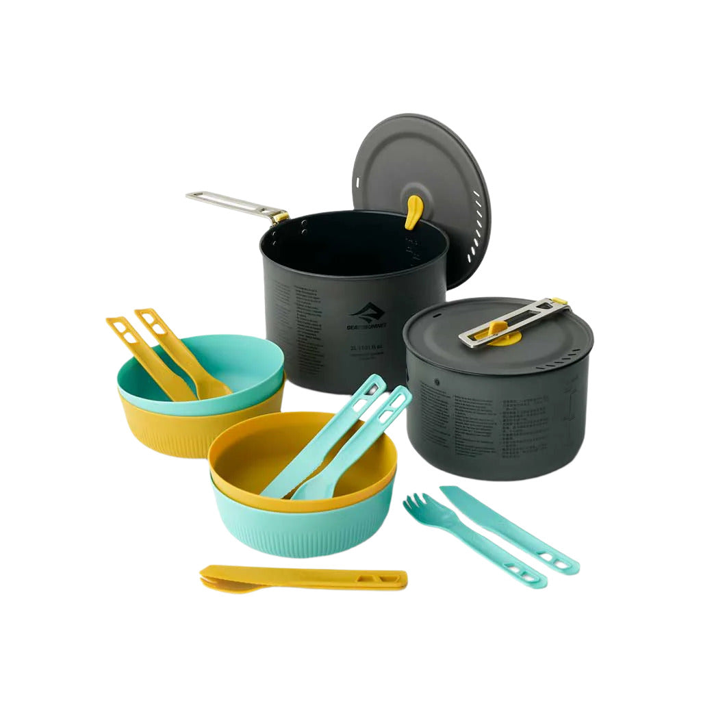 Frontier UL Two Pot Cook Set | 4 Person Sea to Summit ACK027031-122106 Camp Cook Sets 14 Piece / Multi
