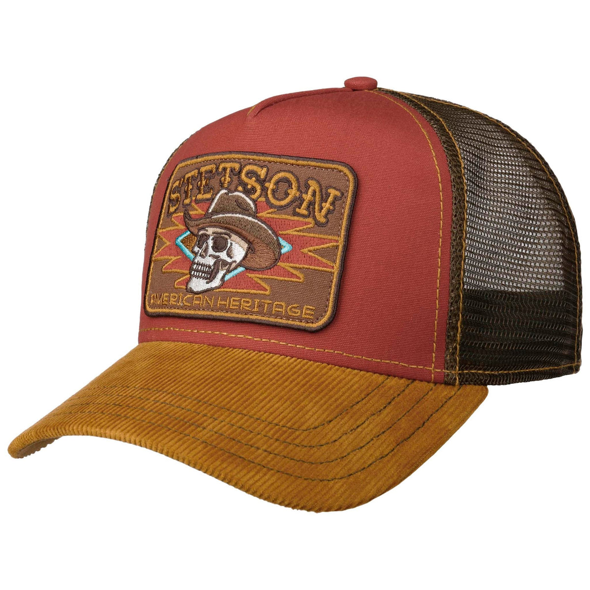 Trucker Cap | Skull Stetson 7741106-68-OS Caps &amp; Hats One Size / Yellow/Red