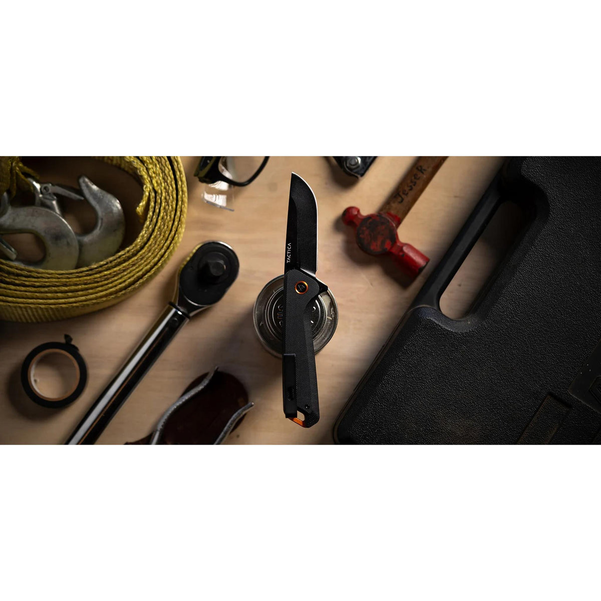 K.120 Flipper knife TACTICA TCK0120BLKBLK Pocket Knives Straight / Black