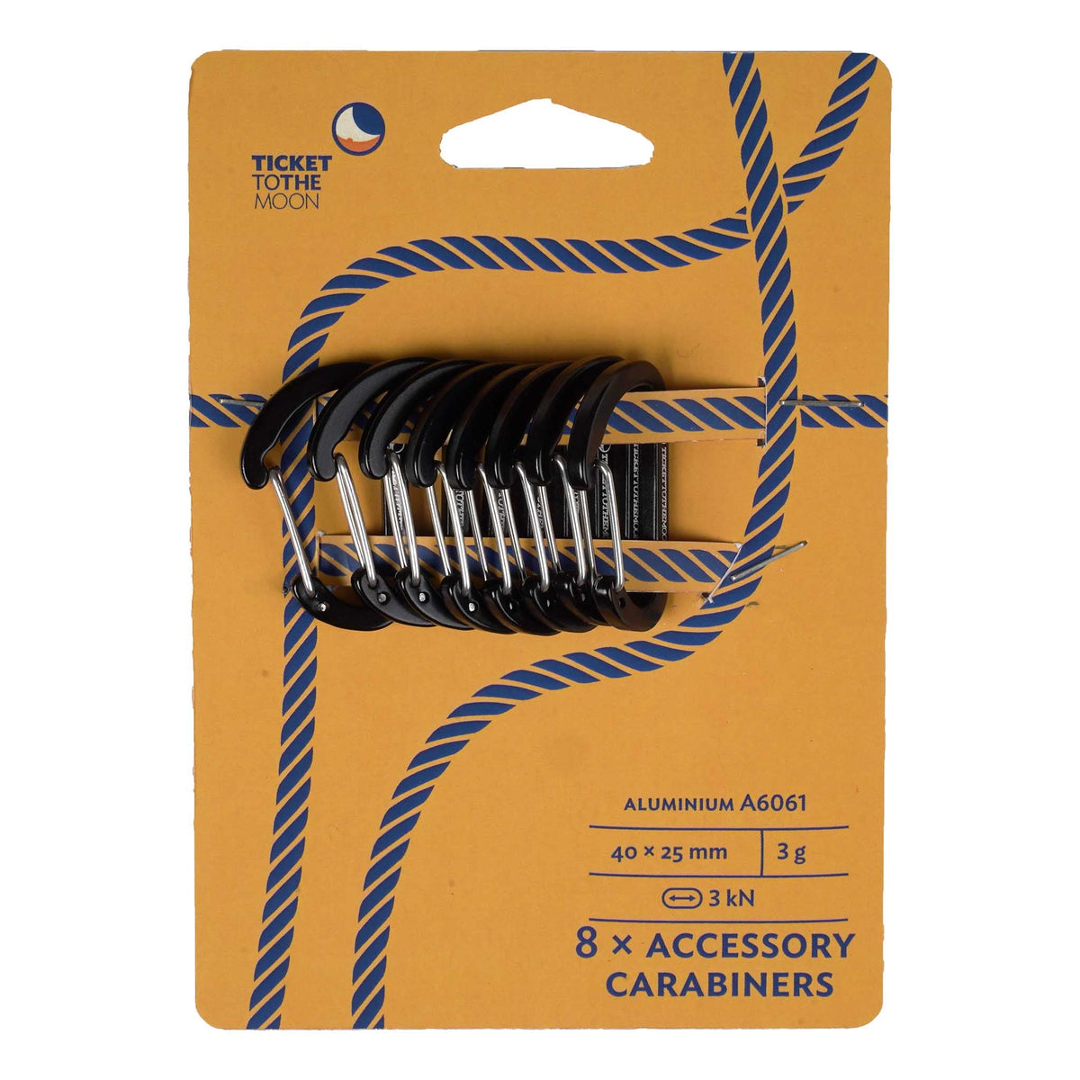 Aluminium Accessory Carabiners x8 Ticket To The Moon TMBINER03 Hammock Accessories One Size / Black