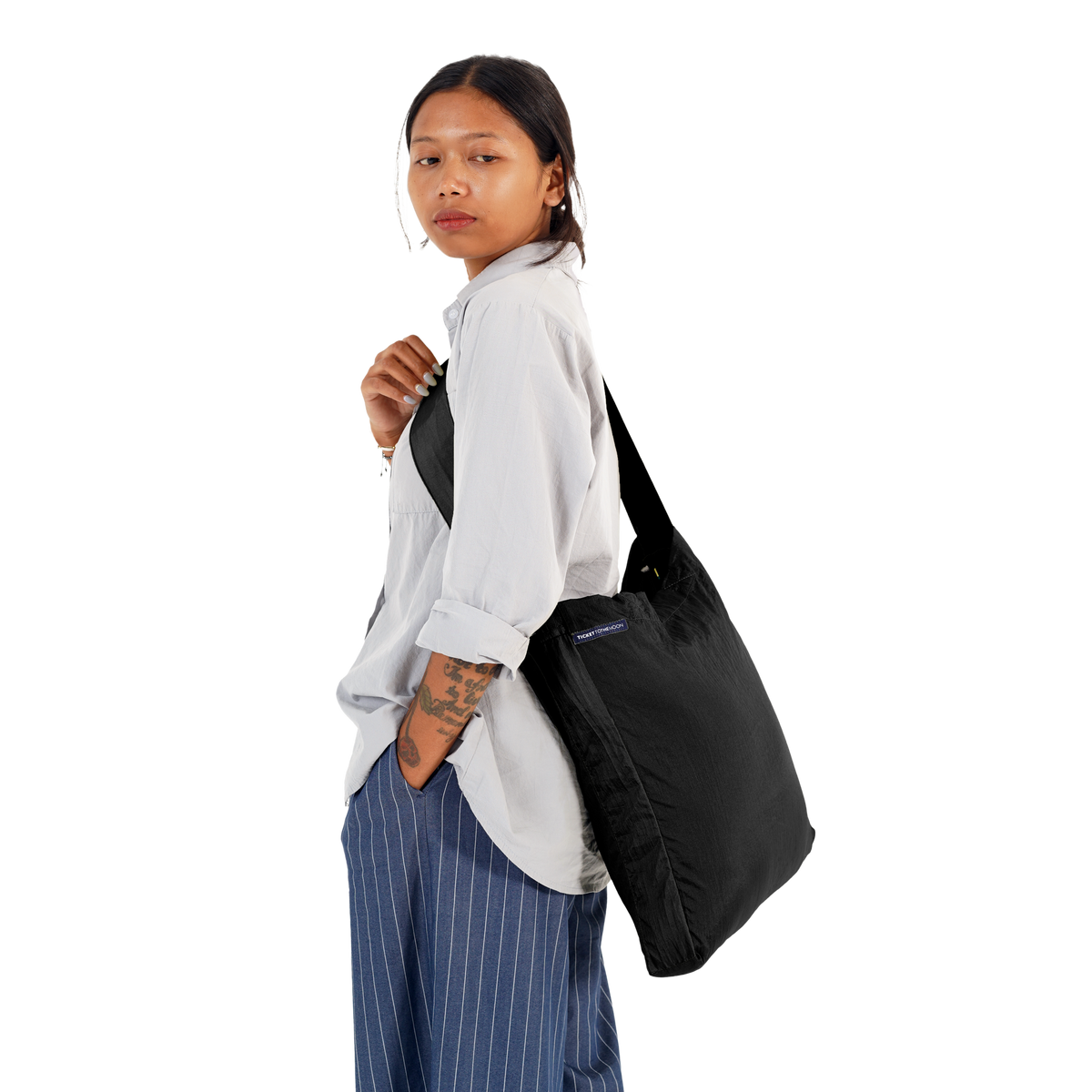 Eco Bag Ticket To The Moon TMEBM0707 Tote Bags 15L / Black