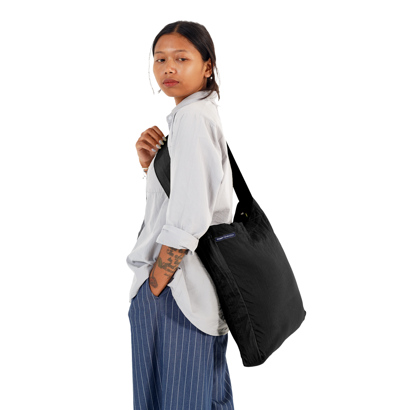Eco Bag Ticket To The Moon TMEBM0707 Tote Bags 15L / Black