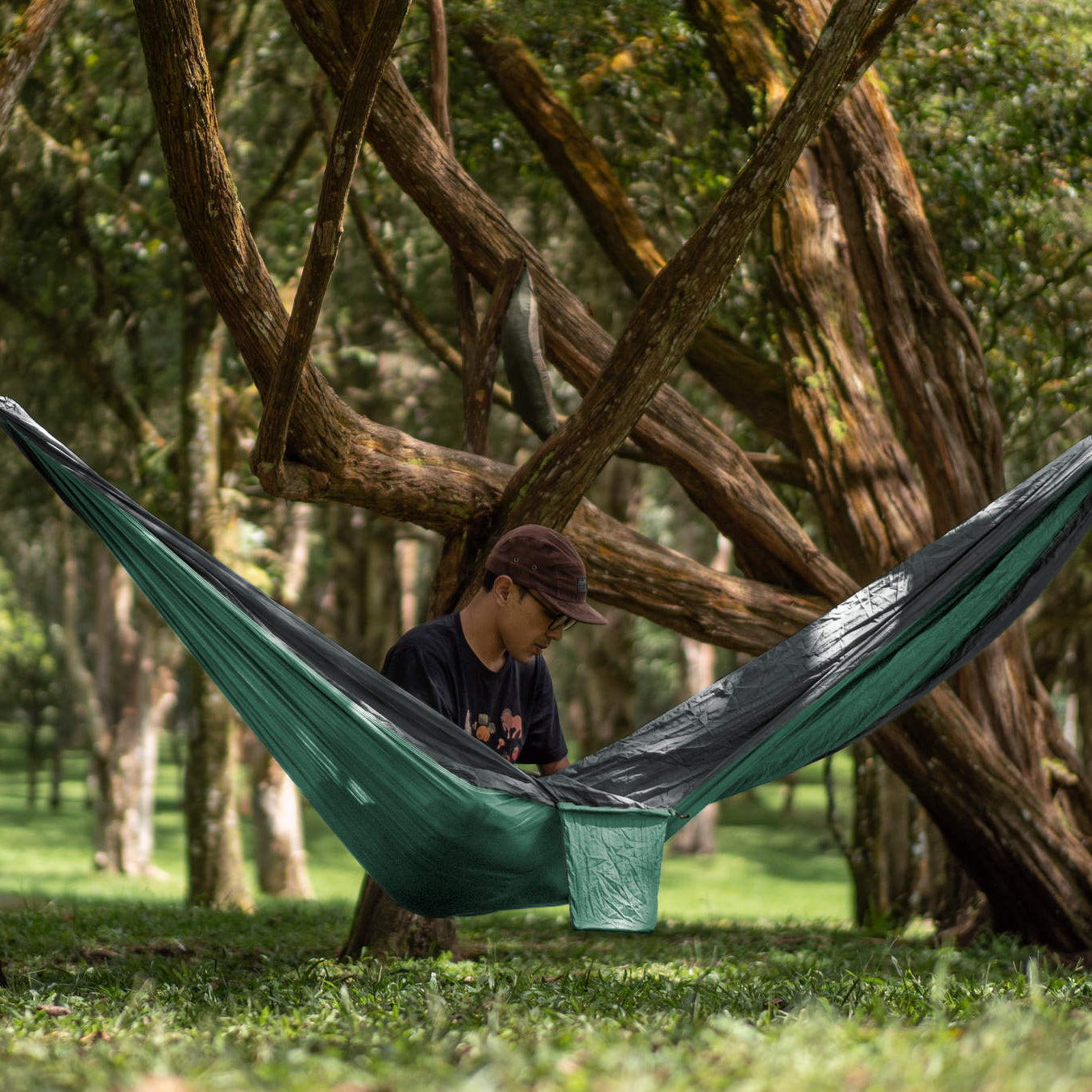 Original Hammock Ticket To The Moon TMO8903 Hammocks 320 x 200 cm / Petrol Green/Dark Grey