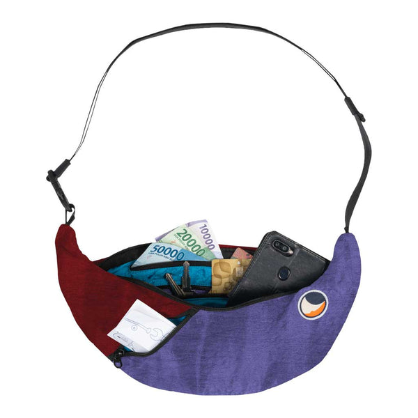 Upcycled Sling Bag Ticket To The Moon TMSLB3034 Sling Bags One Size / Purple/Burgundy