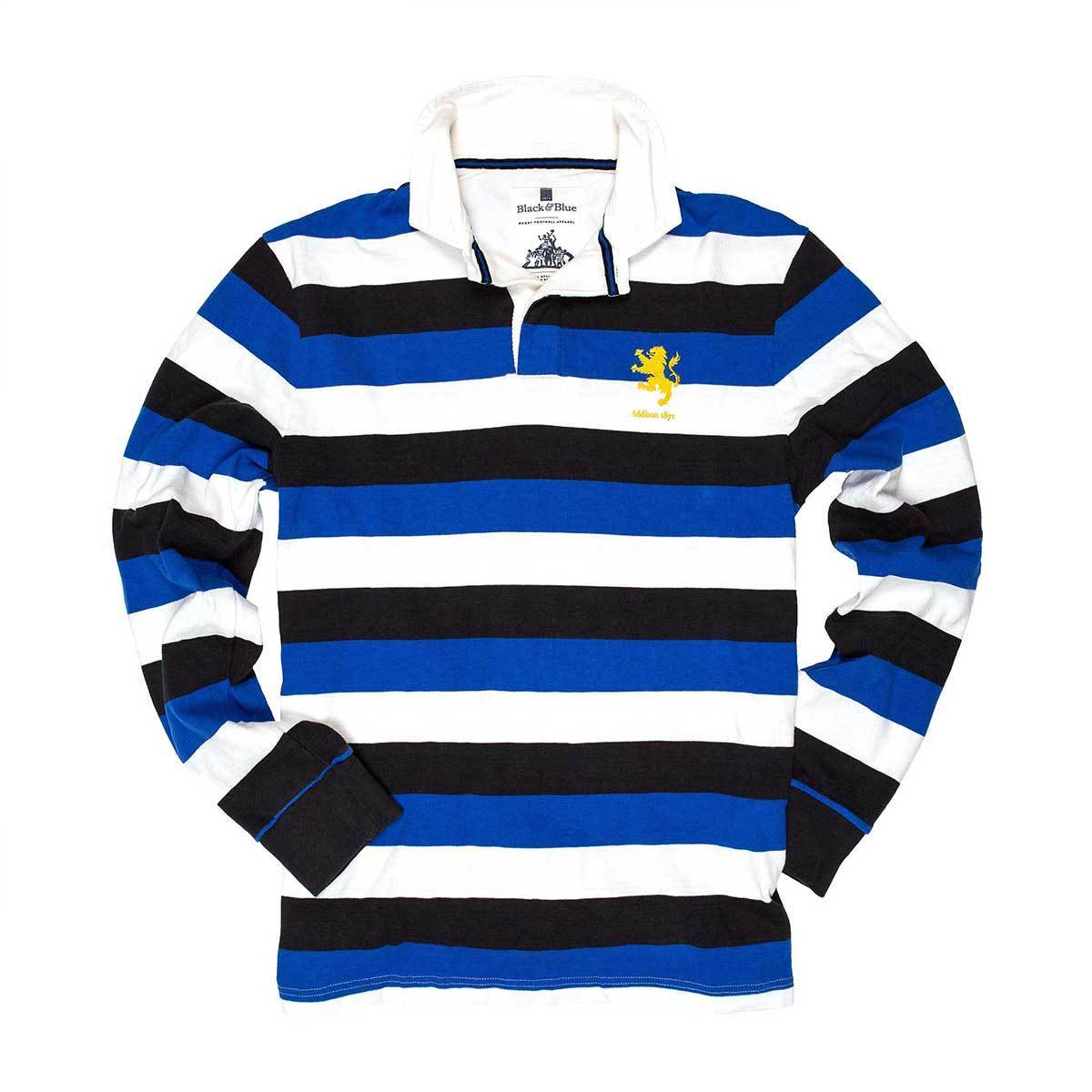 Addison 1871 Rugby Shirt Black &amp; Blue 1871 Shirts - Rugby Shirts