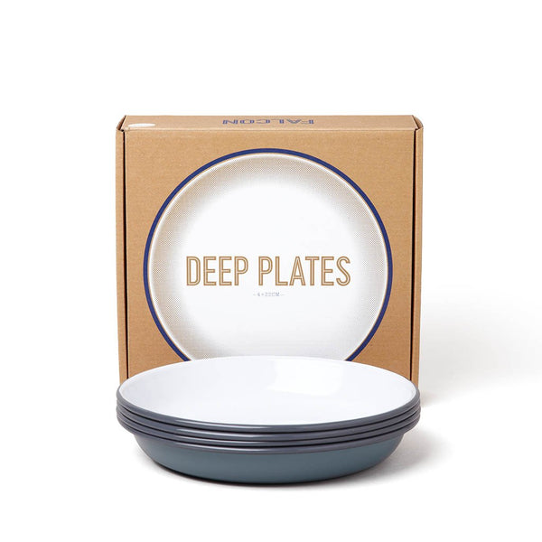 Deep Plates (Set of 4) Falcon Enamelware FAL-DEE-GG-UK Plates 22 cm / Pigeon Grey