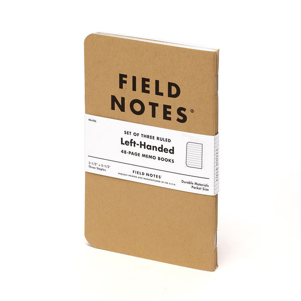 Left-Handed Ruled 3-Pack Field Notes FN-02L Notebooks 3 Pack / Brown