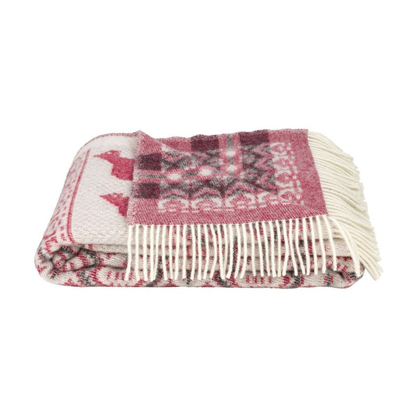 Dalarna Wool Blanket Öjbro Vantfabrik ODAL11UP130220 Blankets 130 x 220 cm / Red Multi