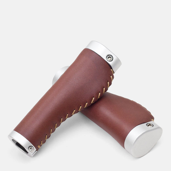 Ergonomic Leather Grips Temple Cycles TS-ERGRIP-DB Grips One Size / Dark Brown
